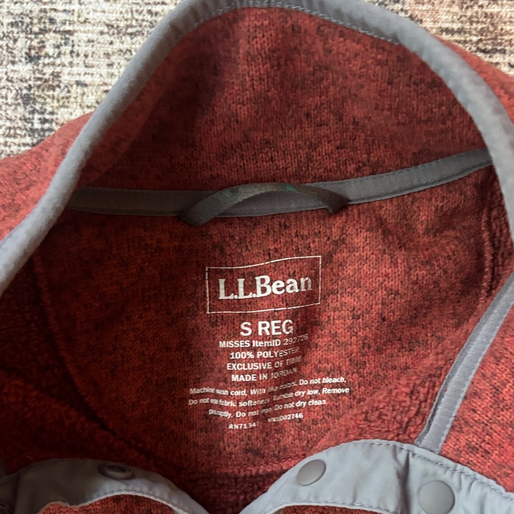L.L. Bean Women's Red Zip-Up Sweater with Gray Trim - Picture 4 of 5